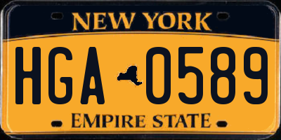 NY license plate HGA0589