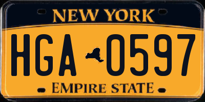 NY license plate HGA0597