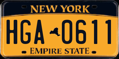 NY license plate HGA0611