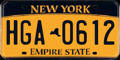 NY license plate HGA0612