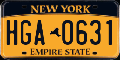 NY license plate HGA0631
