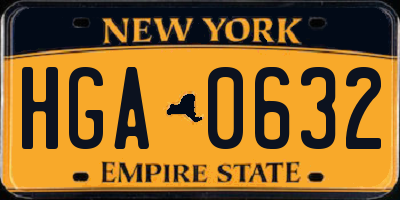 NY license plate HGA0632
