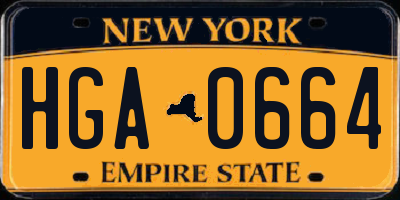 NY license plate HGA0664