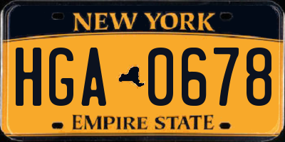 NY license plate HGA0678