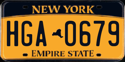 NY license plate HGA0679