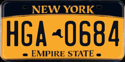 NY license plate HGA0684