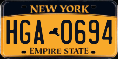 NY license plate HGA0694