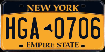 NY license plate HGA0706