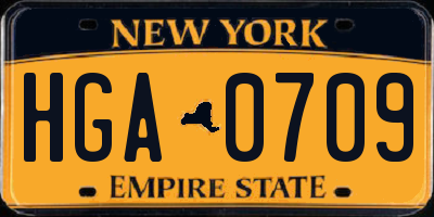NY license plate HGA0709