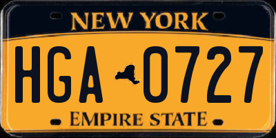 NY license plate HGA0727
