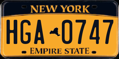 NY license plate HGA0747