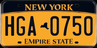 NY license plate HGA0750