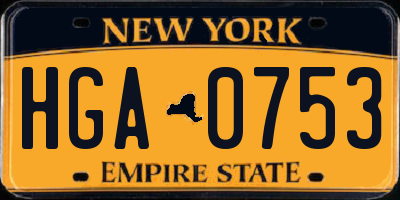 NY license plate HGA0753