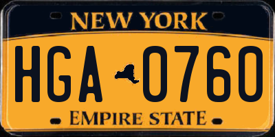 NY license plate HGA0760