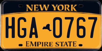 NY license plate HGA0767