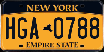 NY license plate HGA0788