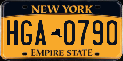 NY license plate HGA0790