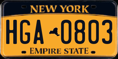 NY license plate HGA0803