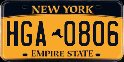 NY license plate HGA0806