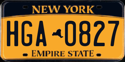NY license plate HGA0827