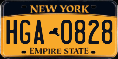 NY license plate HGA0828