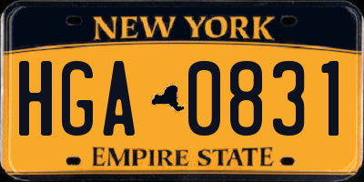 NY license plate HGA0831