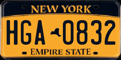 NY license plate HGA0832