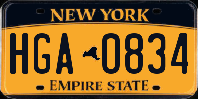 NY license plate HGA0834