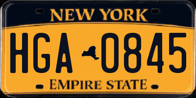 NY license plate HGA0845