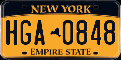 NY license plate HGA0848