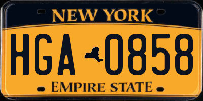 NY license plate HGA0858