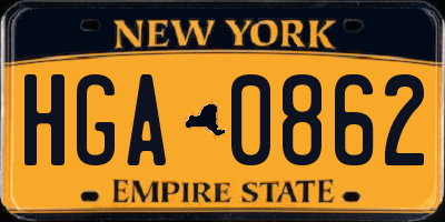 NY license plate HGA0862