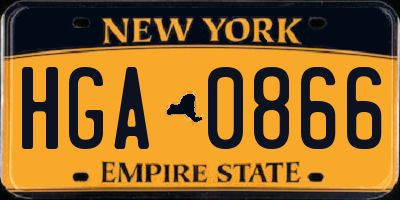 NY license plate HGA0866