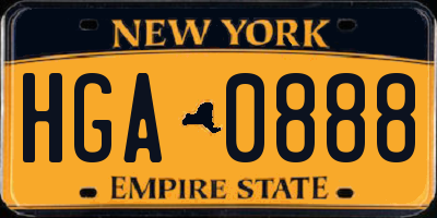 NY license plate HGA0888