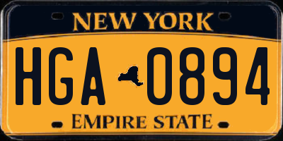 NY license plate HGA0894