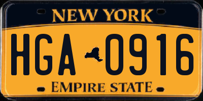NY license plate HGA0916