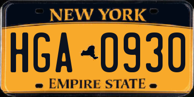 NY license plate HGA0930