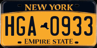 NY license plate HGA0933