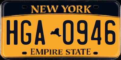 NY license plate HGA0946