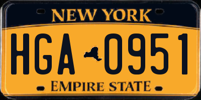 NY license plate HGA0951