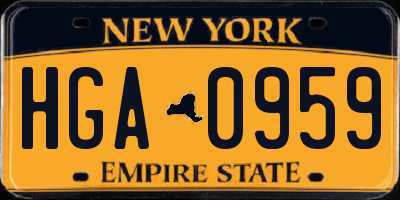 NY license plate HGA0959