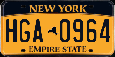 NY license plate HGA0964