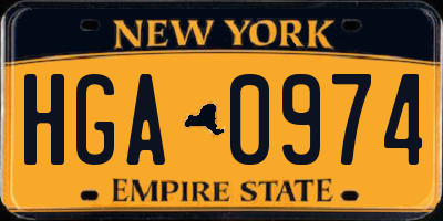 NY license plate HGA0974