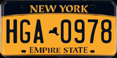 NY license plate HGA0978