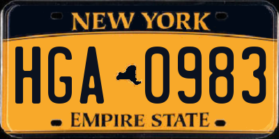NY license plate HGA0983