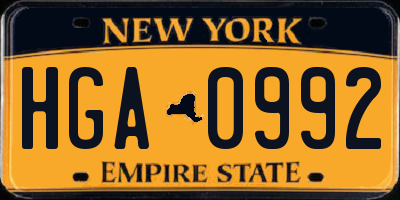 NY license plate HGA0992