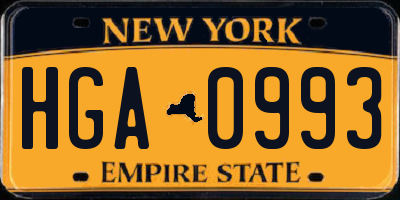 NY license plate HGA0993