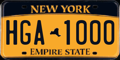 NY license plate HGA1000