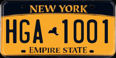 NY license plate HGA1001