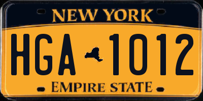 NY license plate HGA1012